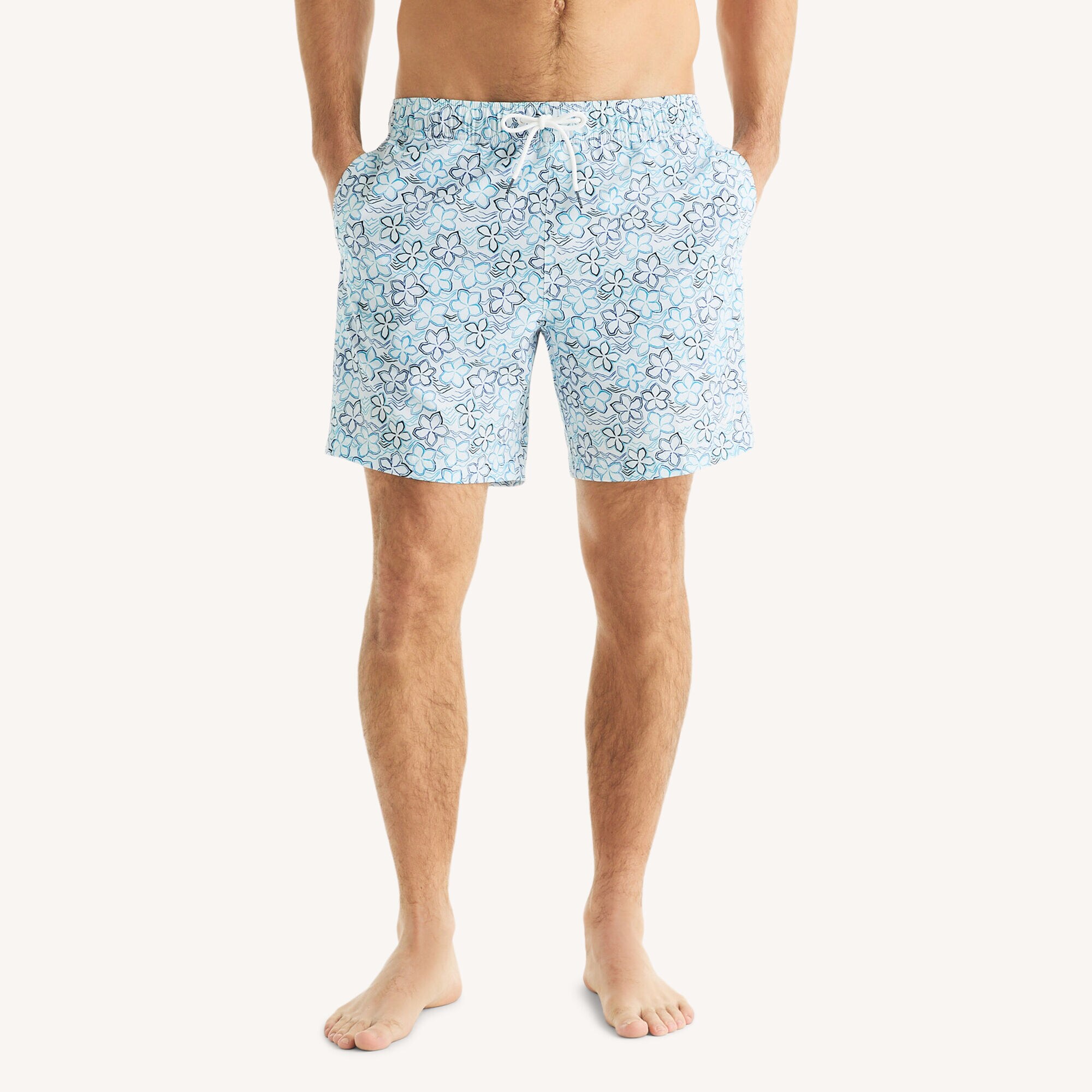 7" Printed Quick-Dry Swim,Bright White,large