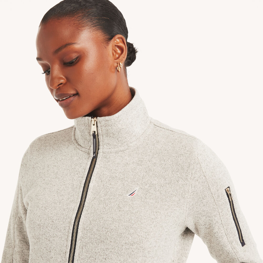 Sweater Fleece Jacket,Grey Heather,large