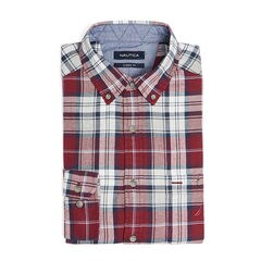 CLASSIC FIT LONG SLEEVE TWILL PLAID SHIRT,Zinfandel,large