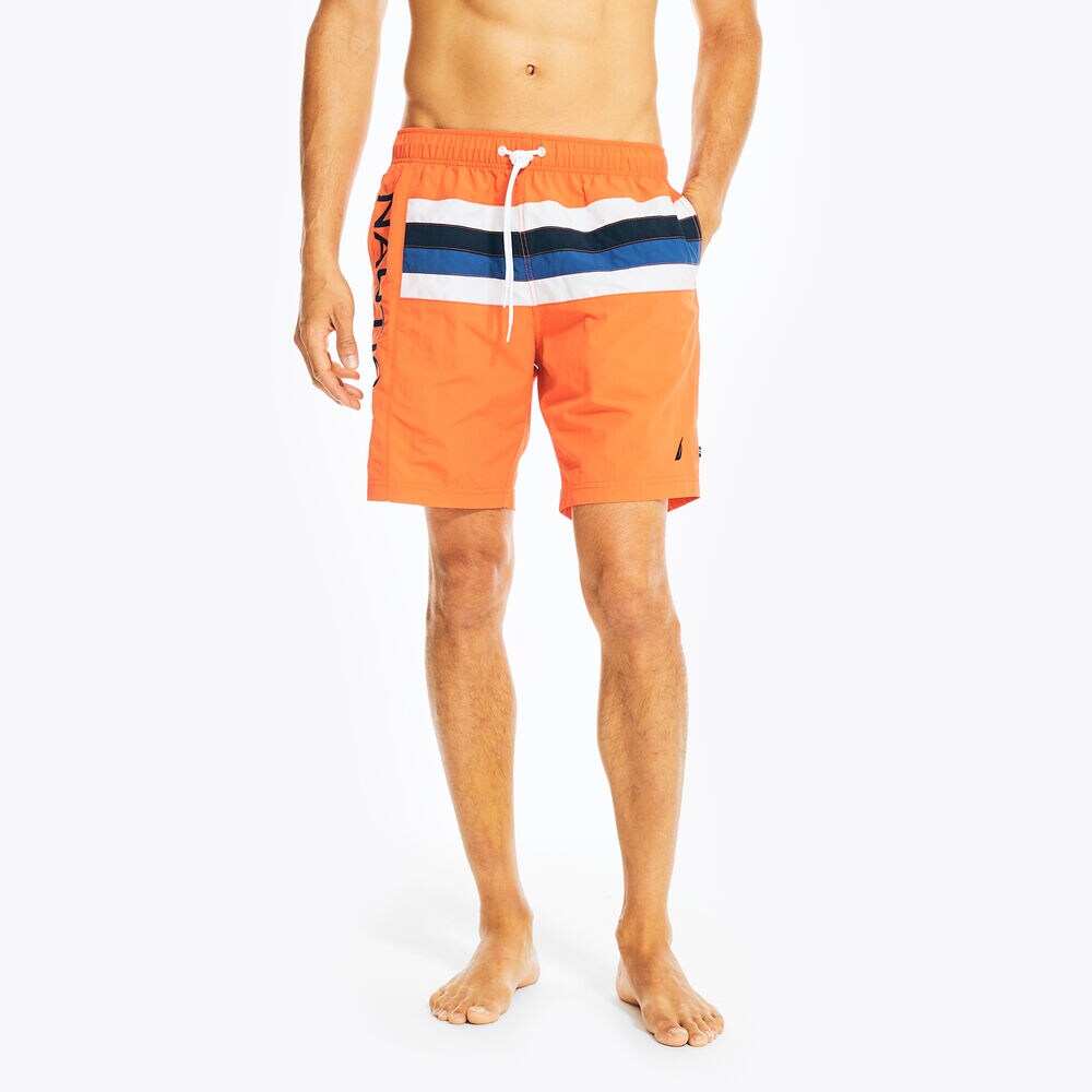 8" STRIPED QUICK-DRY SWIM,Tropic Orange,large