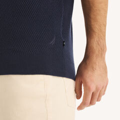Textured Sweater Polo,Stellar Blue Heather,large