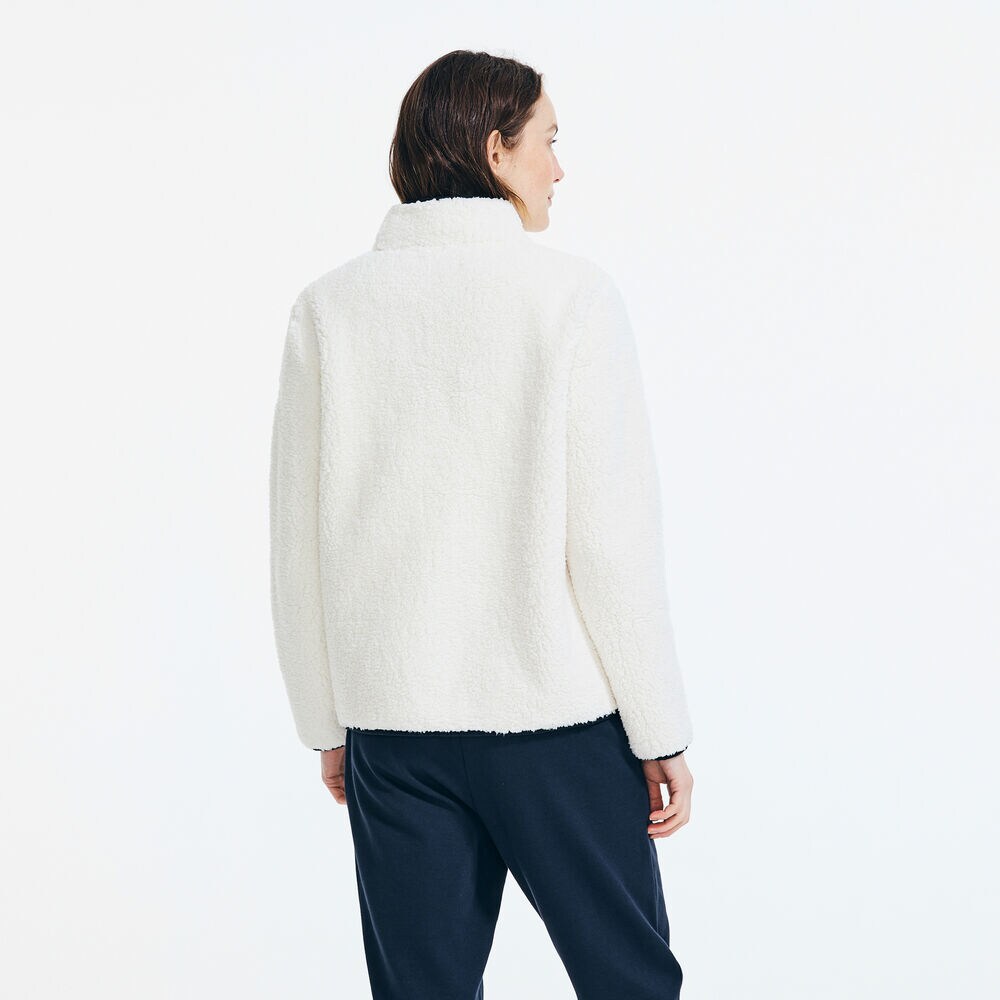 QUARTER-ZIP SHERPA PULLOVER,Marshmallow,large