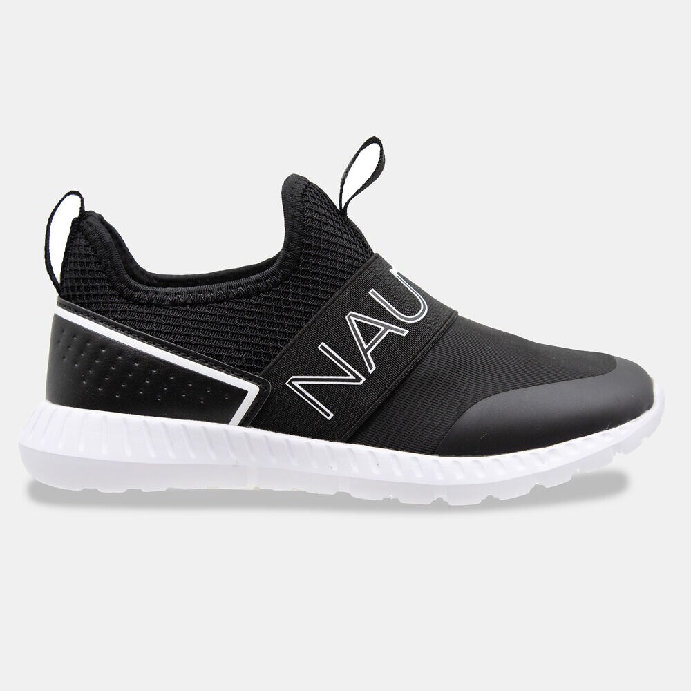 BOYS' LOGO STRAP SLIP-ON SNEAKER,Black,large