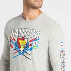 SURF SAIL SAND GRAPHIC LONG SLEEVE T-SHIRT,Grey Heather,large
