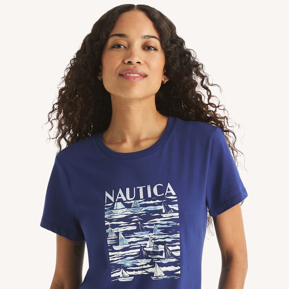 Sailing Graphic T-Shirt,Slate Shade Denim Wash,large