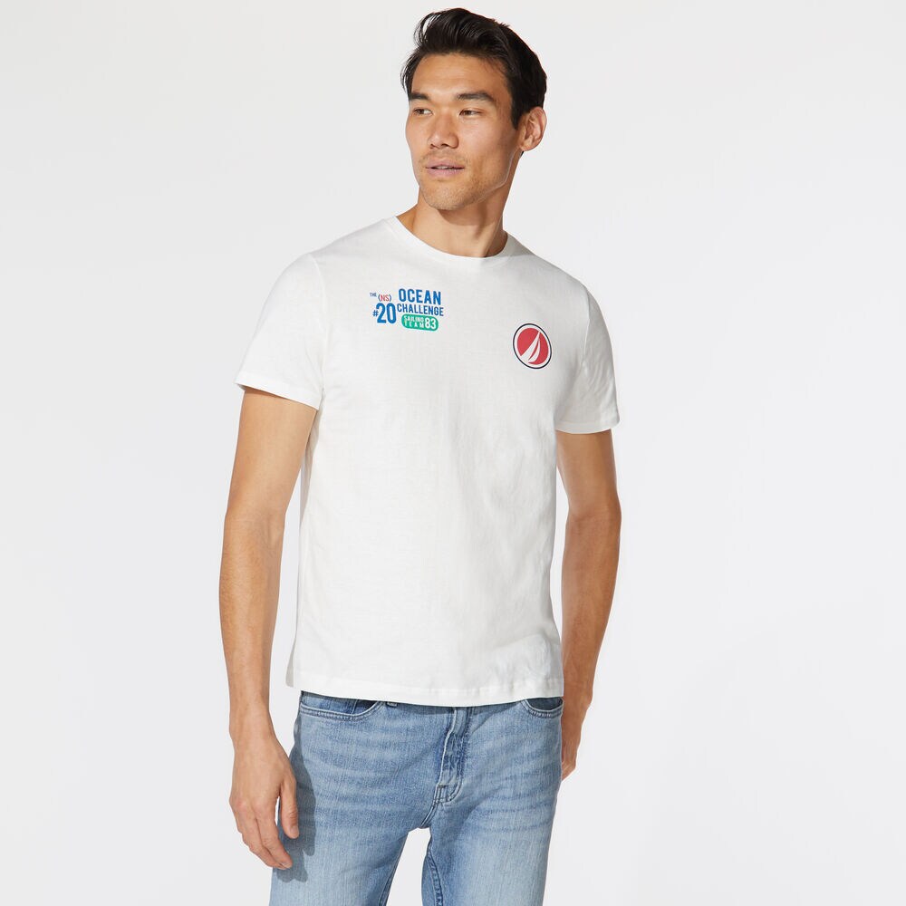 PREMIUM COTTON NAUTICA OCEAN CHALLENGE GRAPHIC TEE,Sail White,large