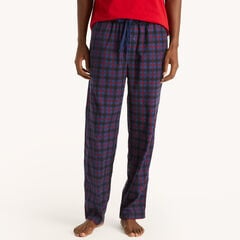 Fleece Plaid Print Pajama Pant,Blue Depths,large