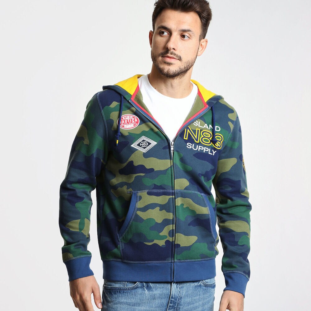 N-83 Camo Fleece Hoodie,Ensign Blue,large