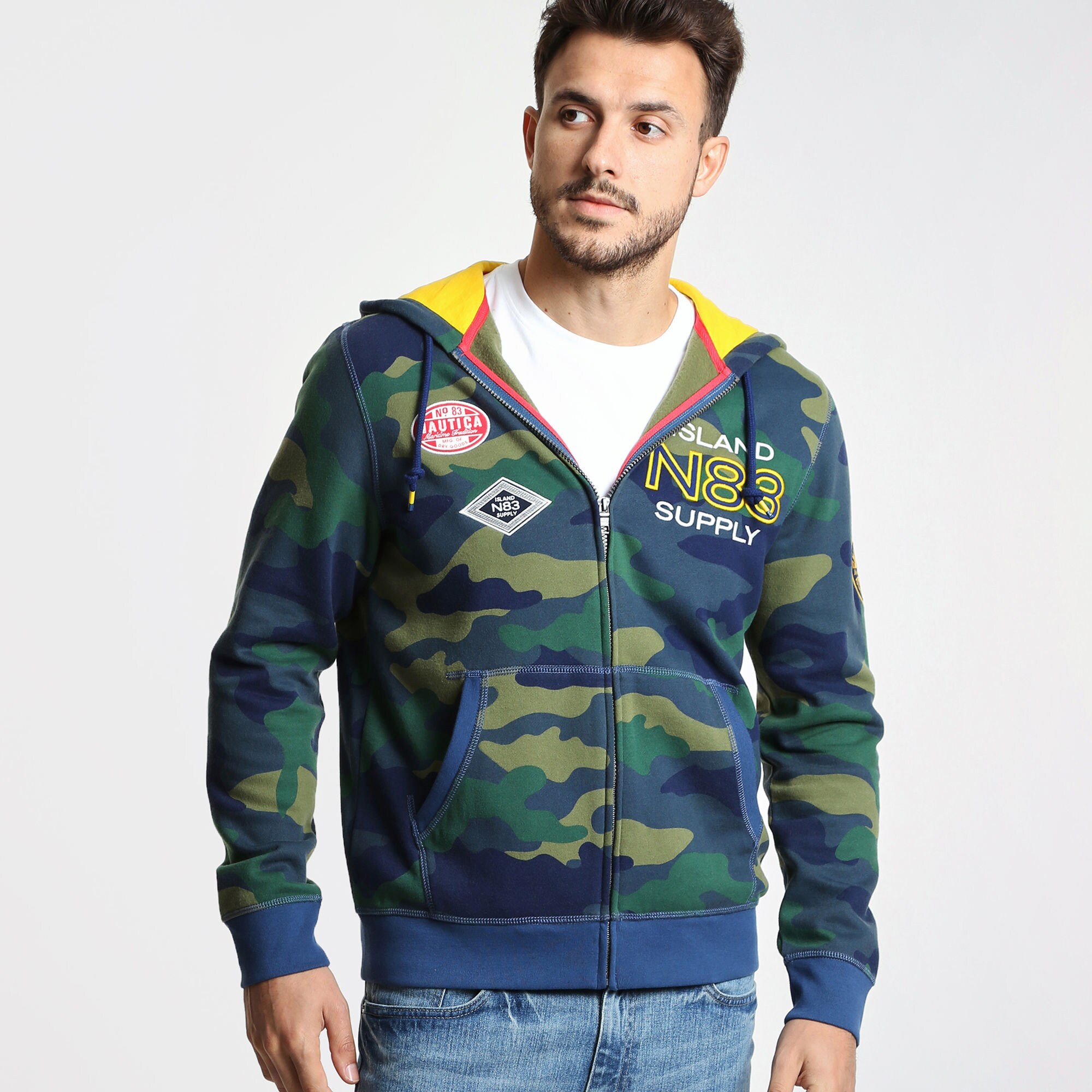 N-83 Camo Fleece Hoodie,Ensign Blue,large