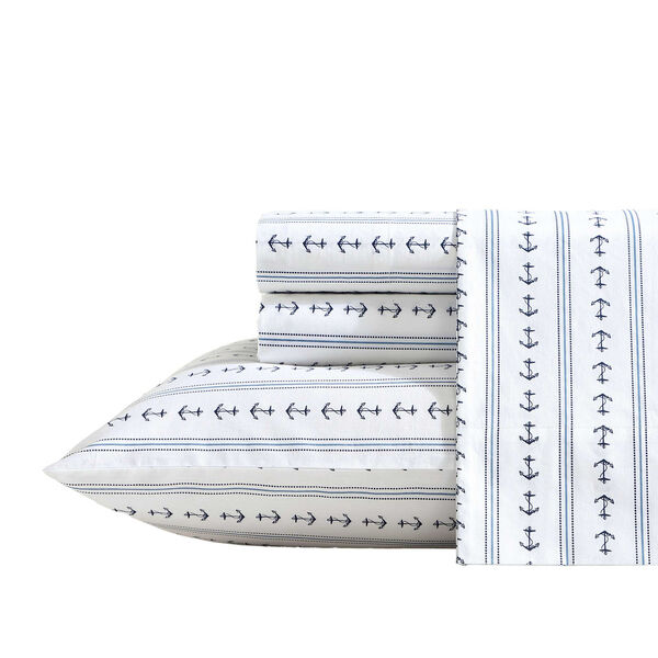 Anchor Lines Blue Twin Sheet Set
