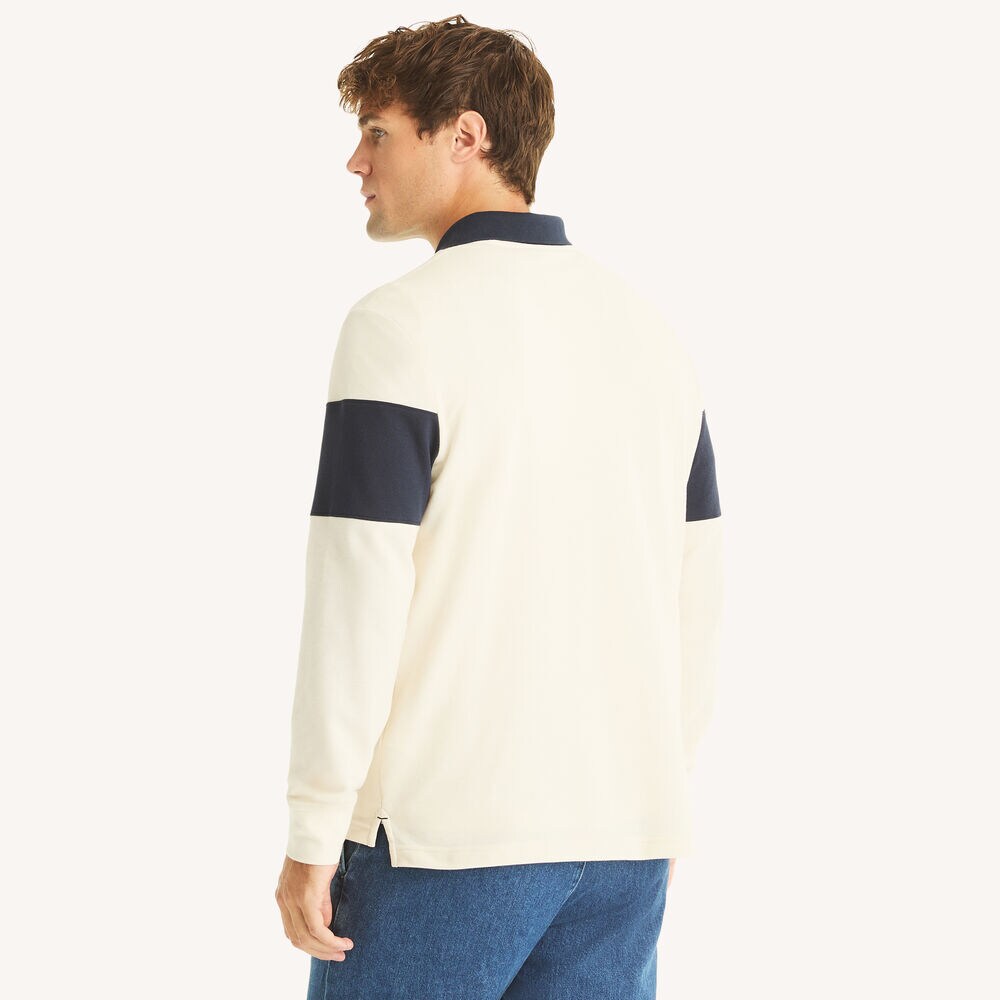 Classic Fit Colorblock Long-Sleeve Polo,Natural,large