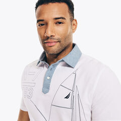 CLASSIC FIT PRINTED POLO,Bright White,large