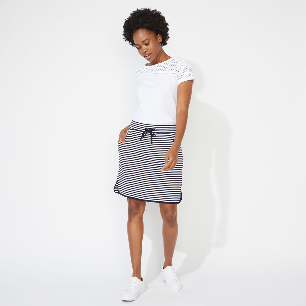 STRIPED KNIT SKIRT,Bright White,large