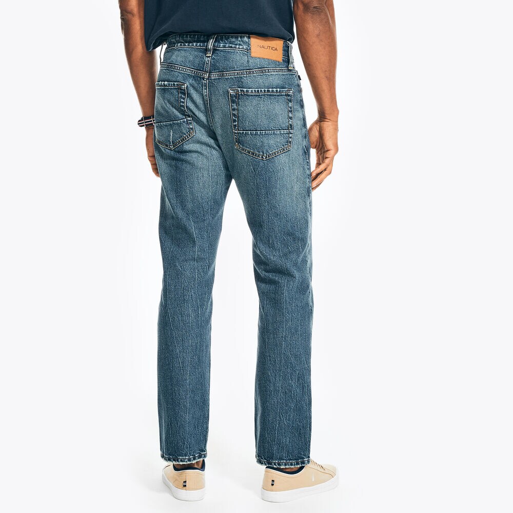 VINTAGE STRAIGHT STRETCH DENIM,Lapis,large