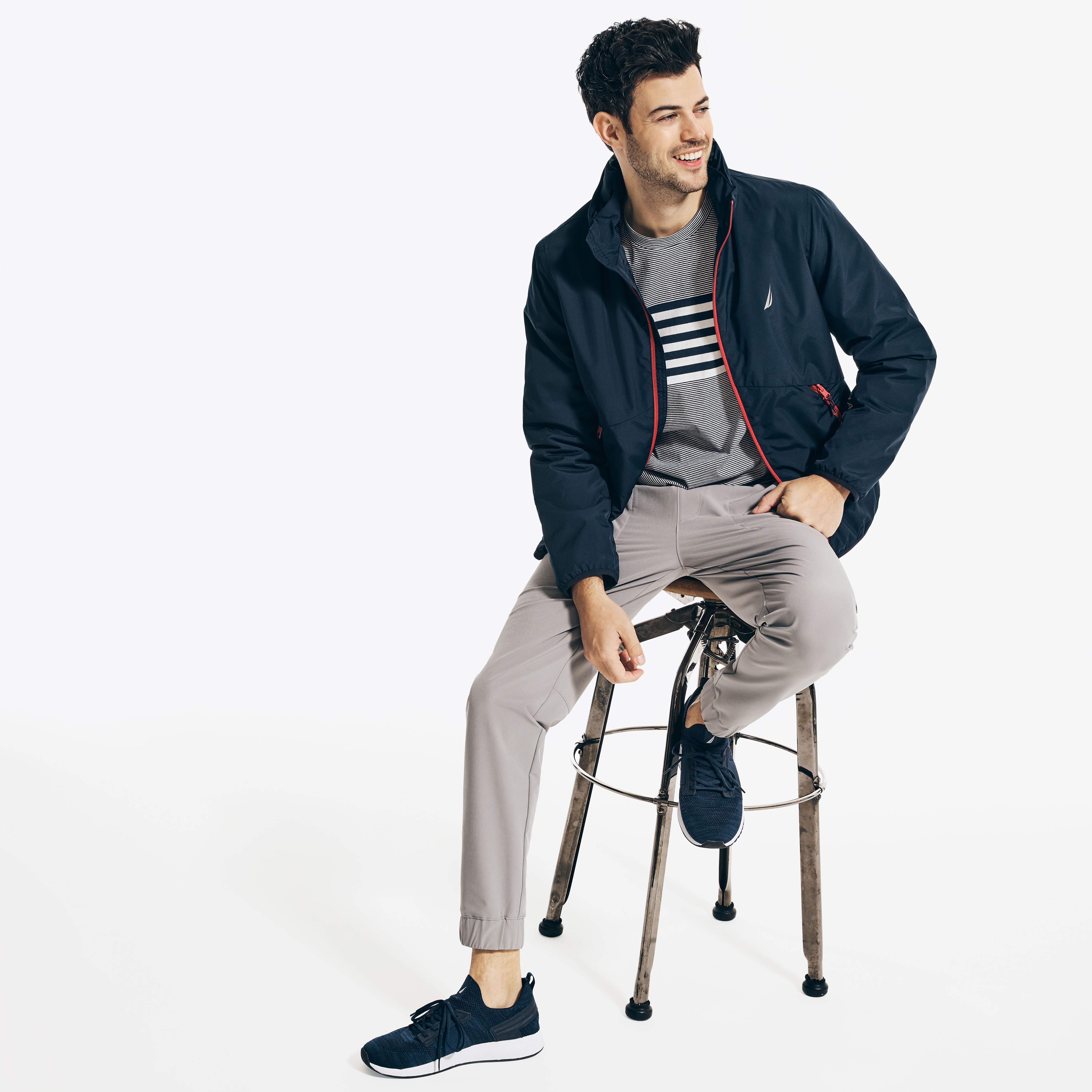 navy packable jacket