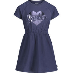 LITTLE GIRLS' FOIL HEART DRESS (4-7),Navy,large