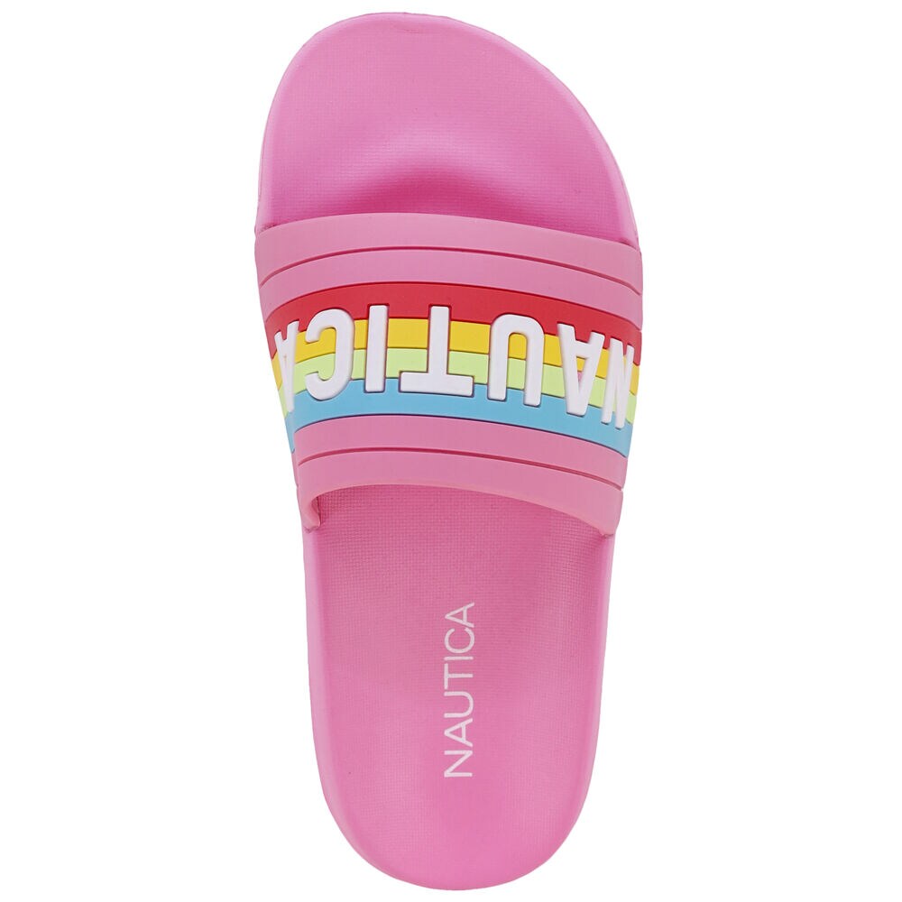 GIRLS' RAINBOW SLIDE SANDAL,Firey Red,large