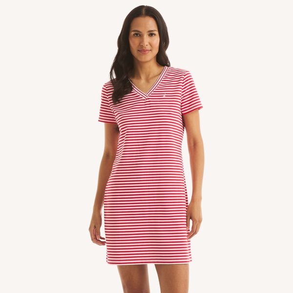 Striped Tipped V-Neck Dress