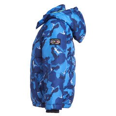 LITTLE BOYS' WATER-RESISTANT CAMOUFLAGE BUBBLE COAT (4-7),Bright Cobalt,large