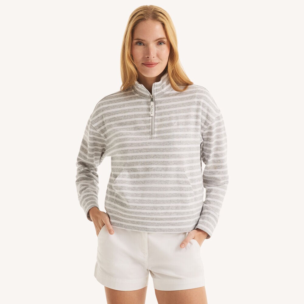 Striped Quarter-Zip,Charcoal Heather,large