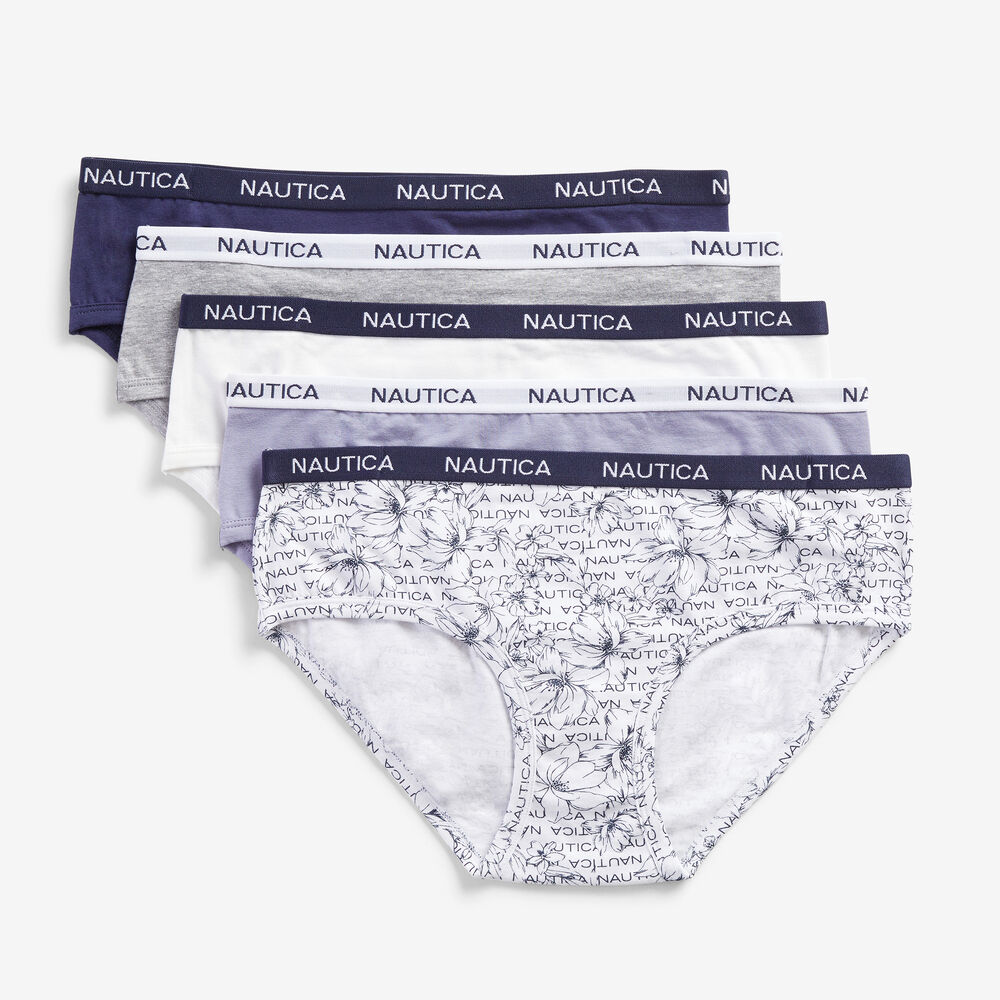 FLORAL PRINT LOGO HIPSTER BRIEFS, 5-PACK,Nautica Red,large