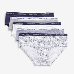 FLORAL PRINT LOGO HIPSTER BRIEFS, 5-PACK,Nautica Red,large
