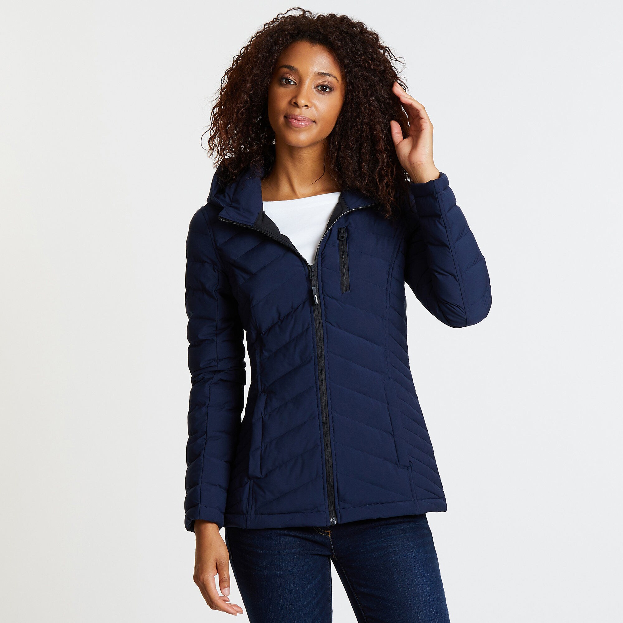 Stretch Jacket with Logo Hood,Stellar Blue Heather,large