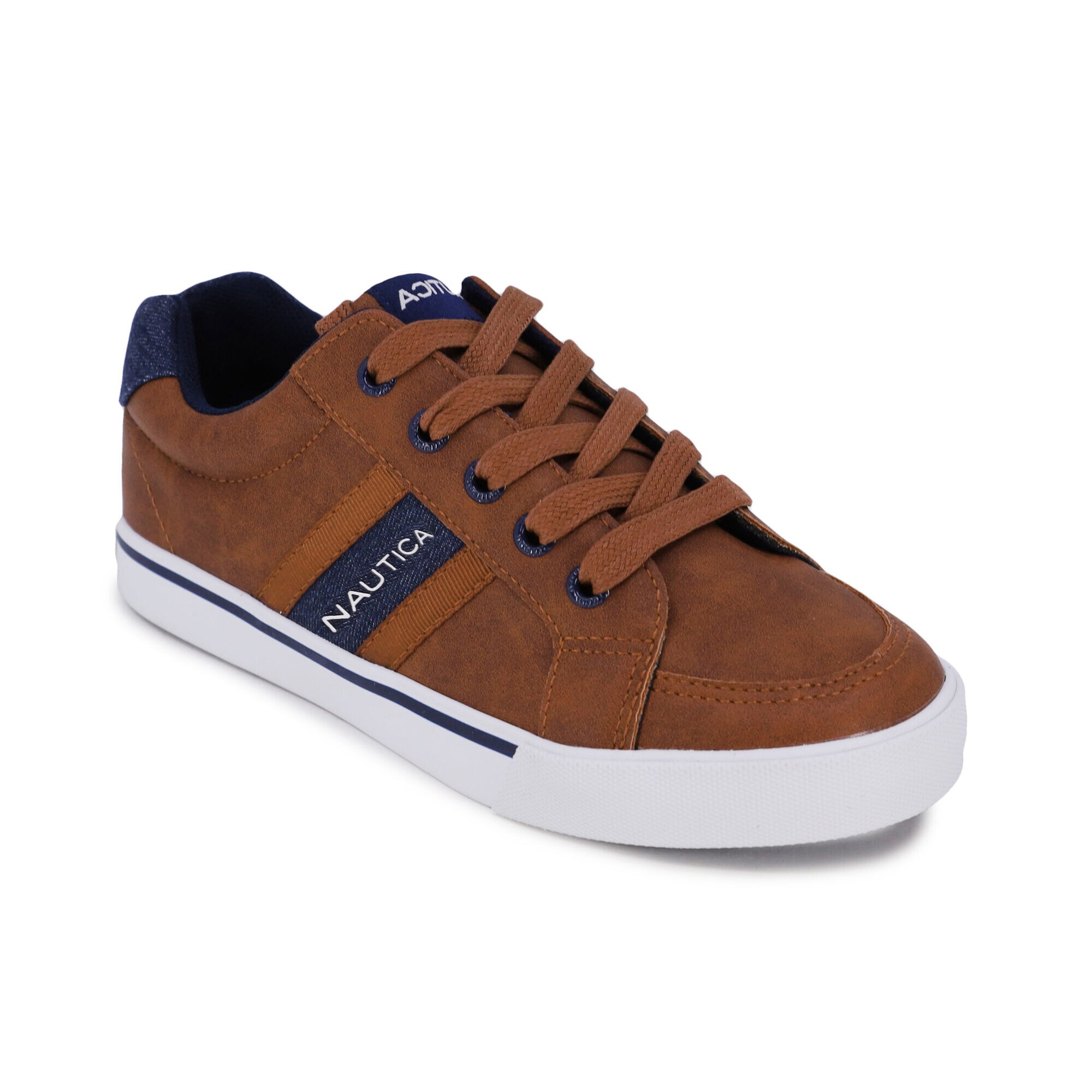 BOYS' LOGO LACE-UP SNEAKER,Brown Stone,large