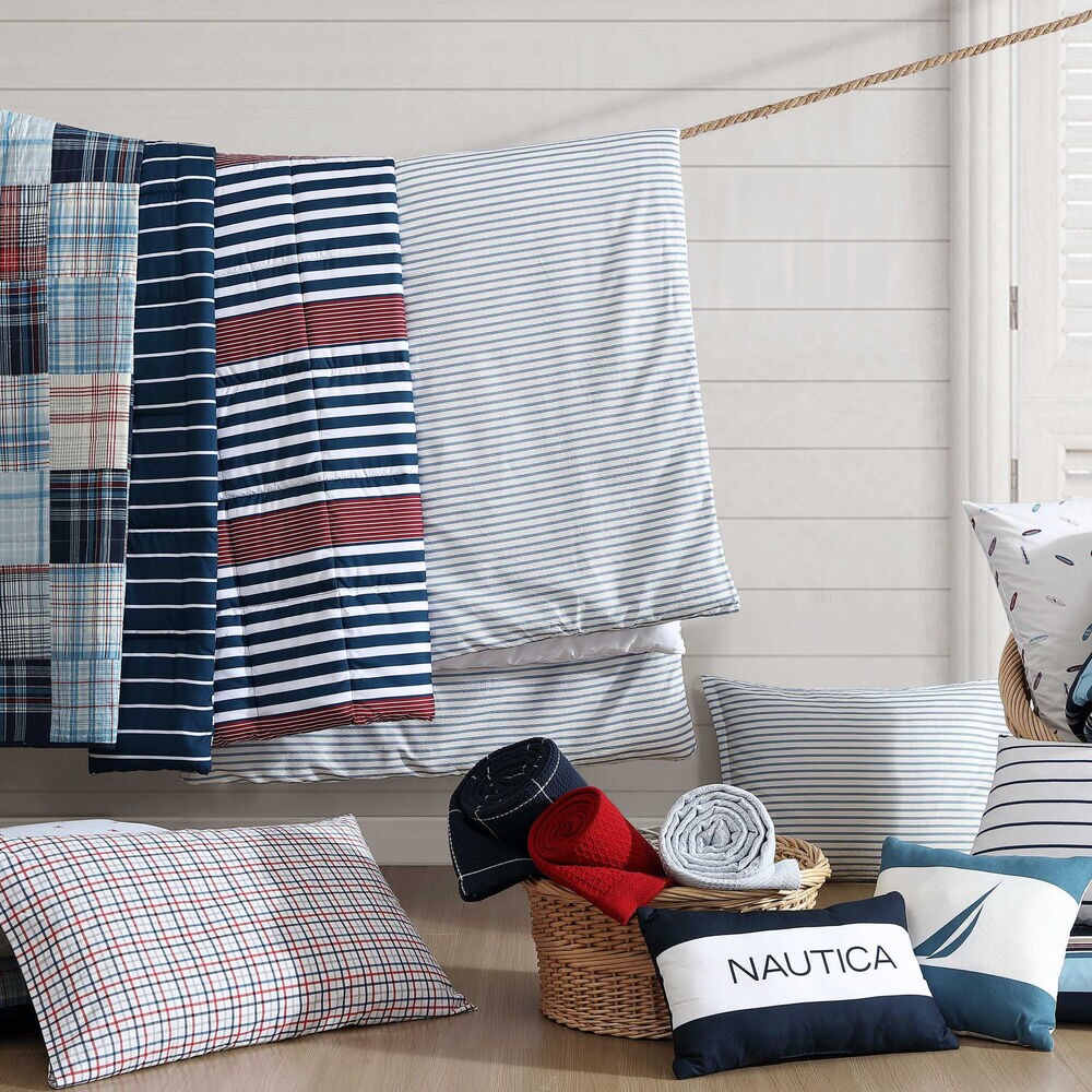 Bridgeport Waffle Grid Navy Full/Queen Blanket,Bali Bliss,large
