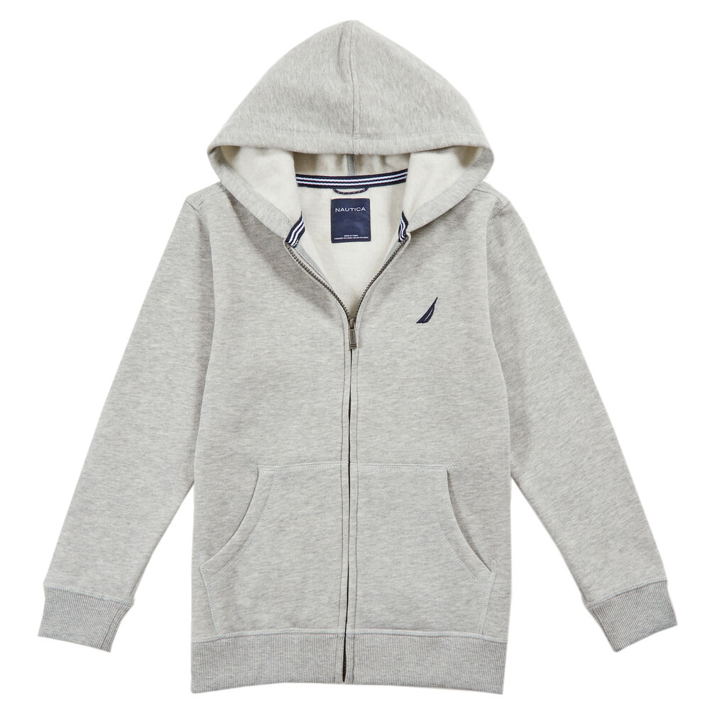 Boys' Full-Zip Hoodie,Grey Heather,large