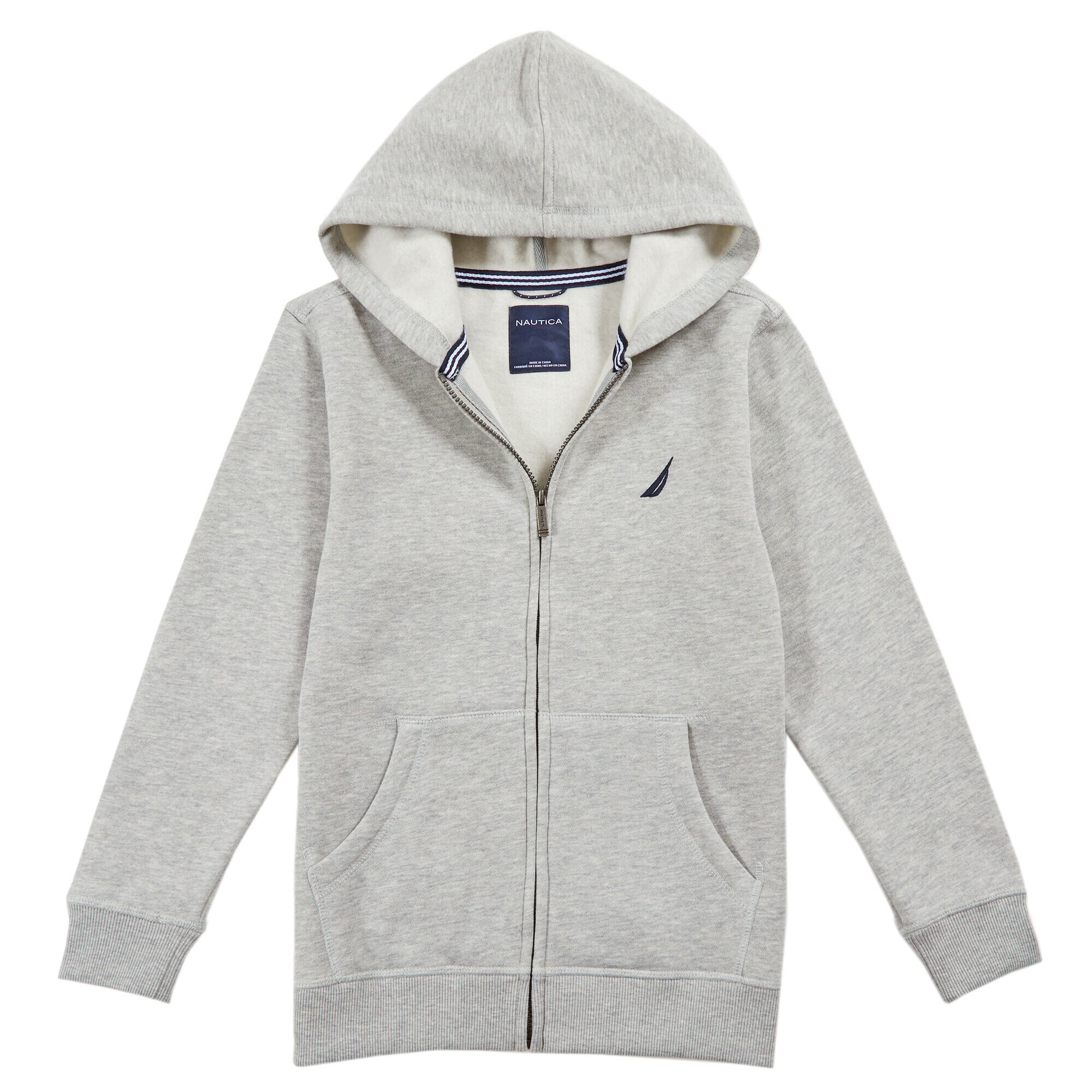 Boys' Full-Zip Hoodie,Grey Heather,large