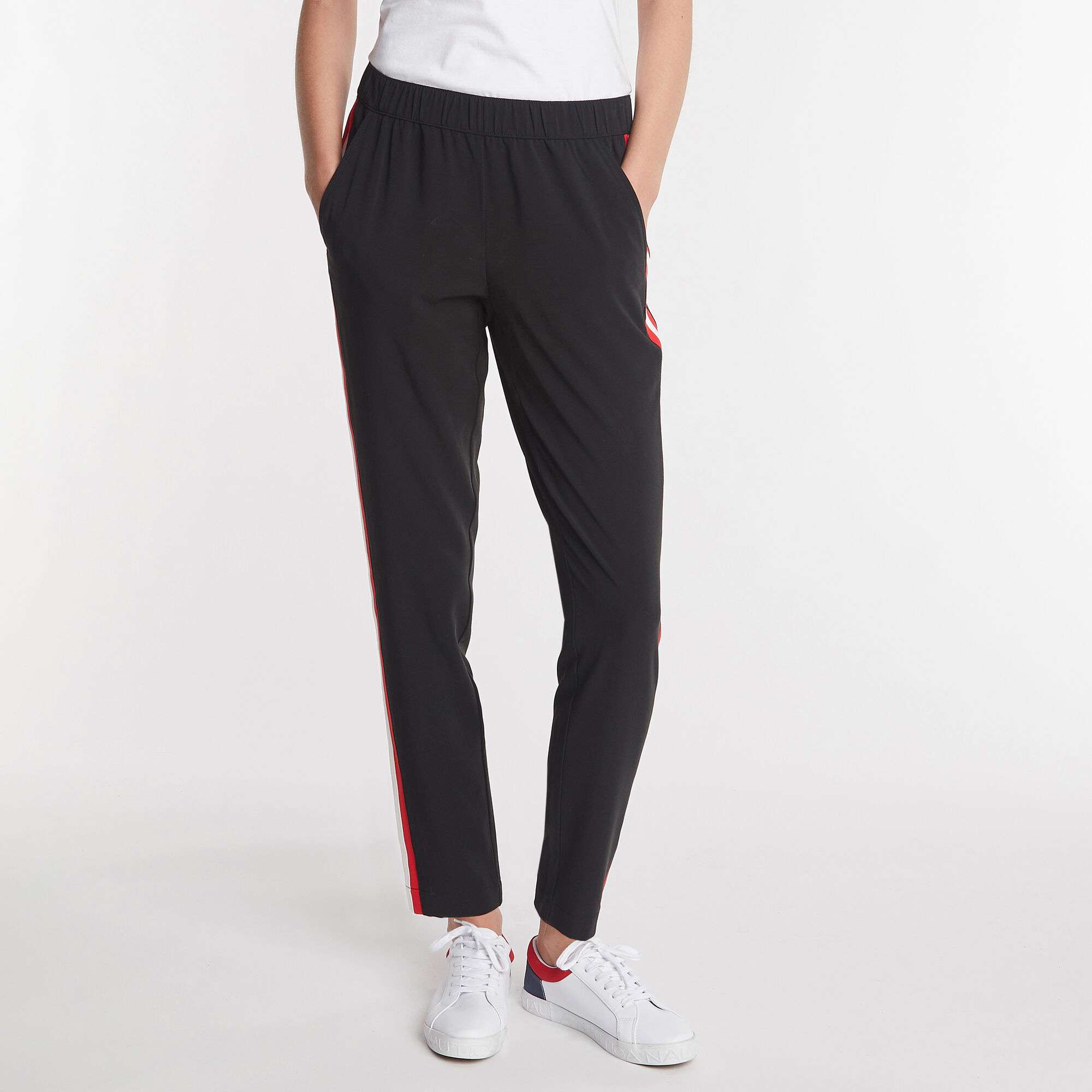 STRIPE SIDE PULL ON PANTS ,True Black,large