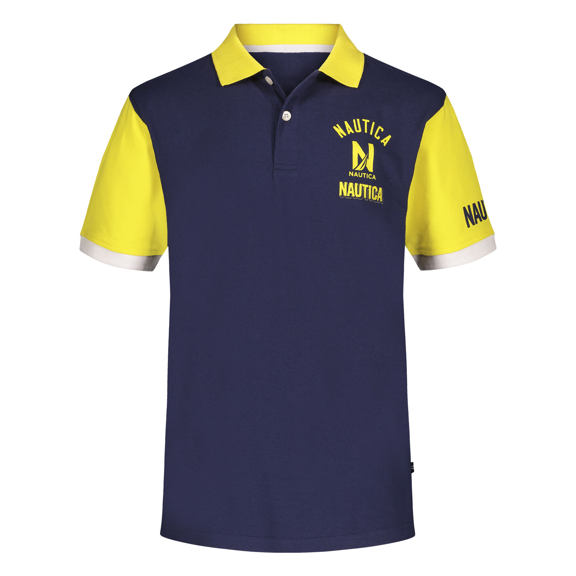 LITTLE BOYS' COLORBLOCK STACKED LOGO POLO (4-7),J Navy,large