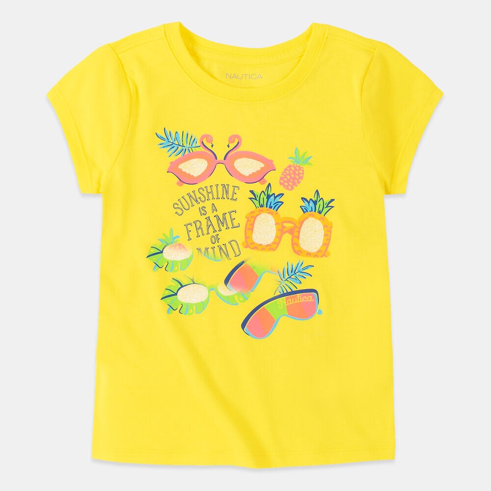 GIRLS' SUNSHINE IS A FRAME OF MIND GRAPHIC T-SHIRT (8-20),Lemon Twist,large