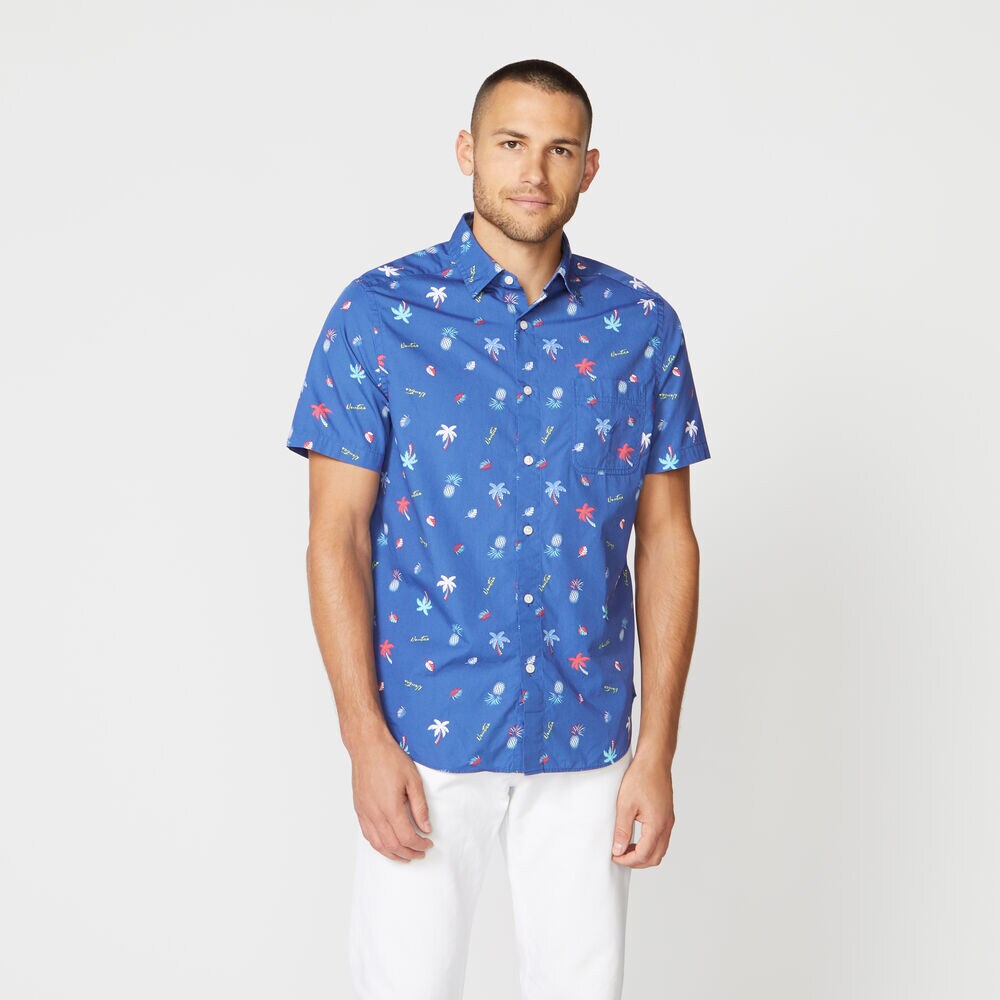 TROPICAL PRINT SHORT SLEEVE SHIRT,Limoges,large