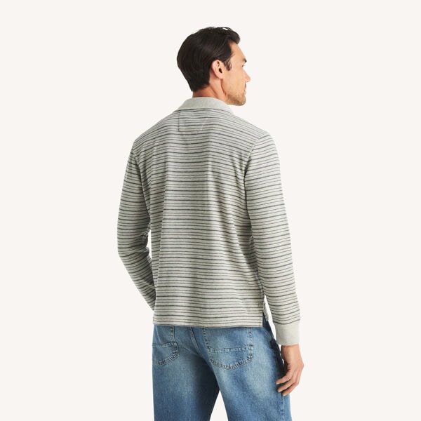 Classic Fit Waffle-Knit Long-Sleeve Striped Polo
