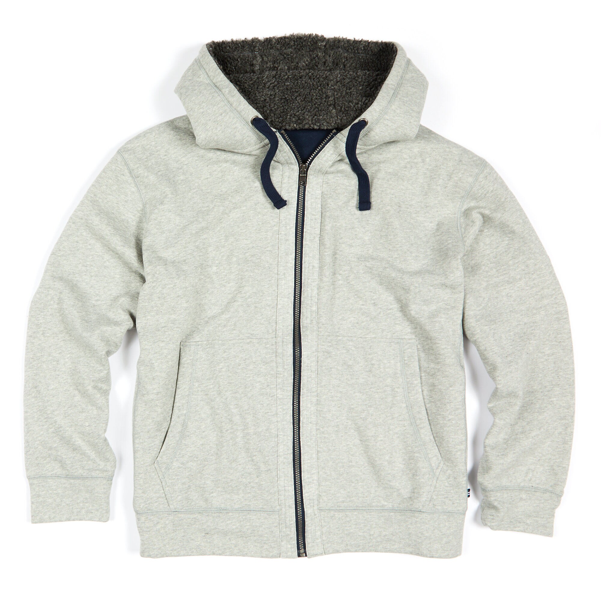 Big & Tall Sherpa Lined Hooded Fleece,Grey Heather,large