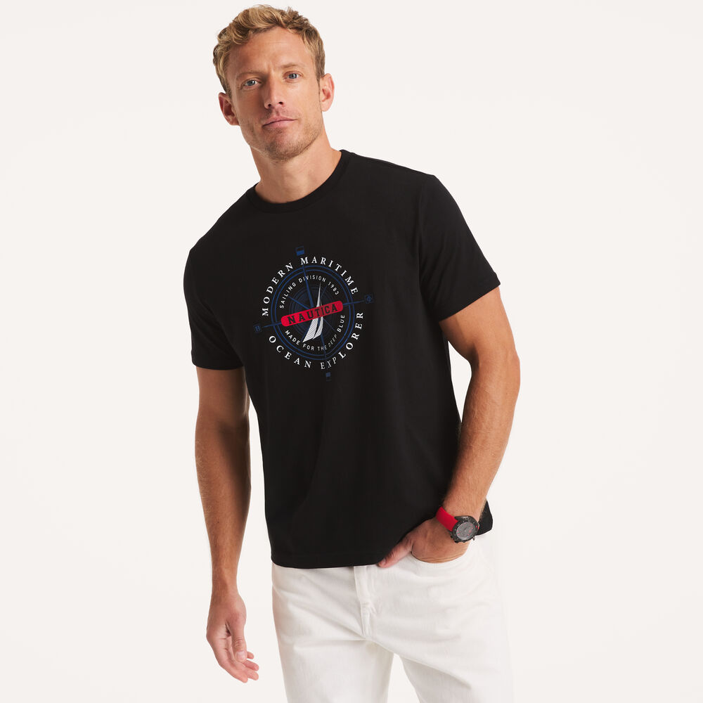 MODERN MARITIME GRAPHIC T-SHIRT,True Black,large