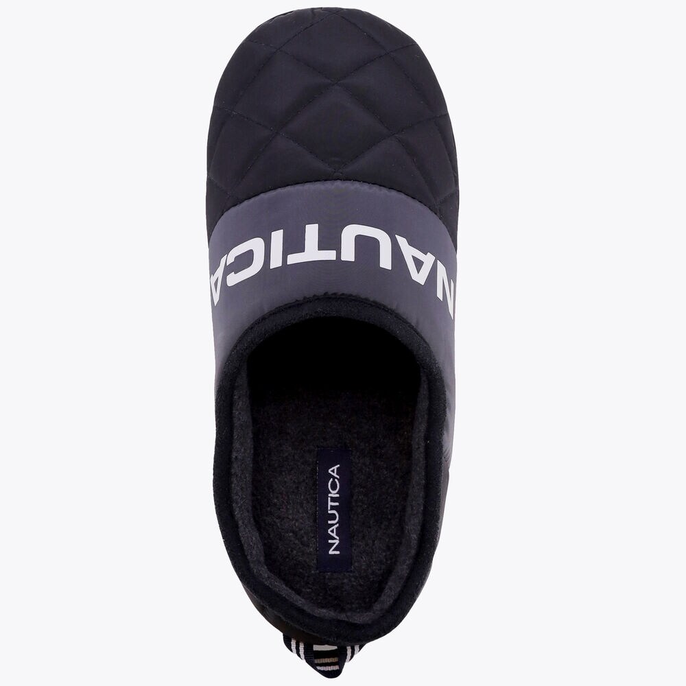 NYLON FLEECE-LINED SLIPPER,Black,large