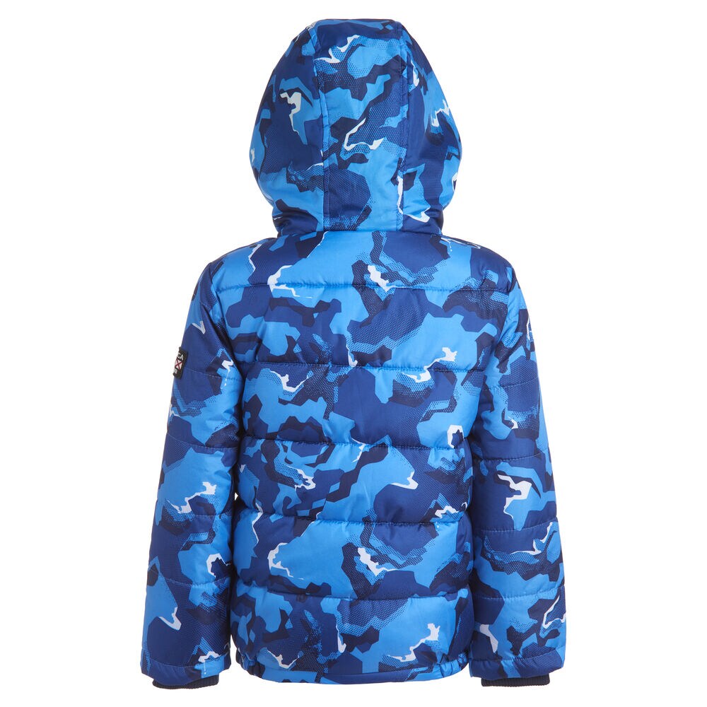 LITTLE BOYS' WATER-RESISTANT CAMOUFLAGE BUBBLE COAT (4-7),Bright Cobalt,large