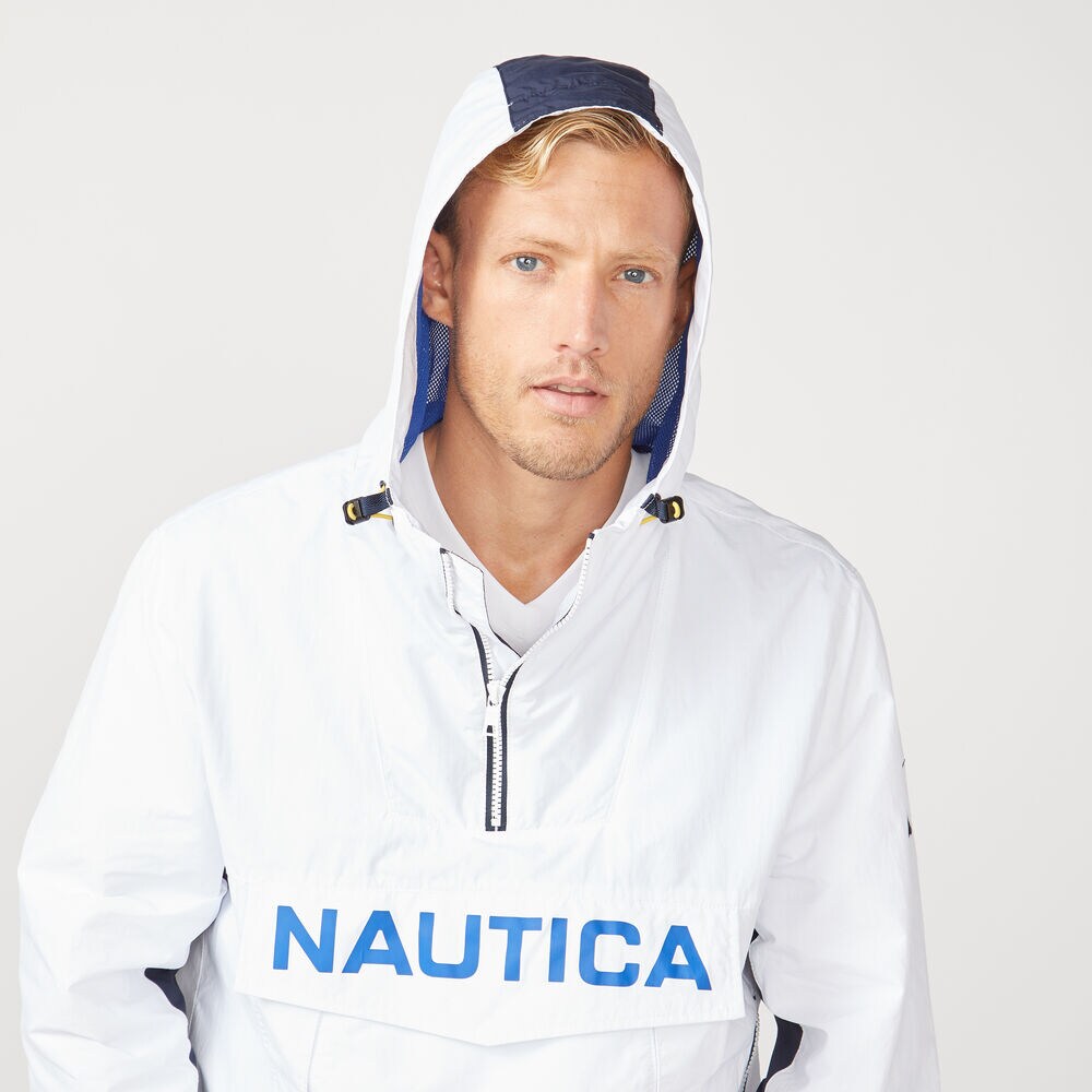 LIGHTWEIGHT HOODED PULLOVER JACKET,Bright White,large
