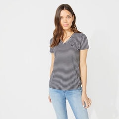 CLASSIC STRIPE V-NECK T-SHIRT,True Black,large