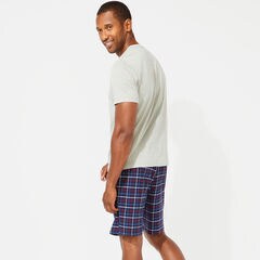 SLIM FIT GRAPHIC SHORT SLEEVE AND KNIT SHORT PAJAMA SET,Grey Heather,large