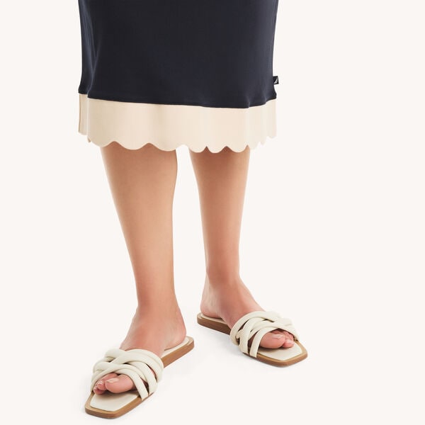 Scallop-Trim Midi Dress