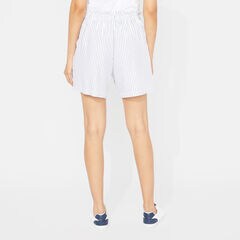 PLEATED STRIPE HIGH WAIST SHORTS,Bright White,large