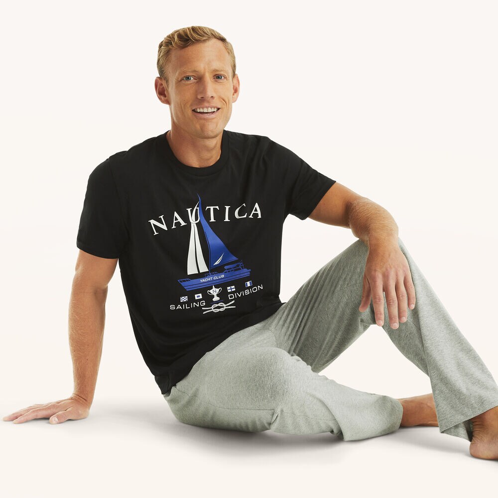 Sailing Division Sleep T-Shirt,True Black,large