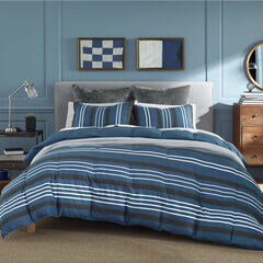 VALMONT COMFORTER & SHAM SET IN NAVY,Navy,large