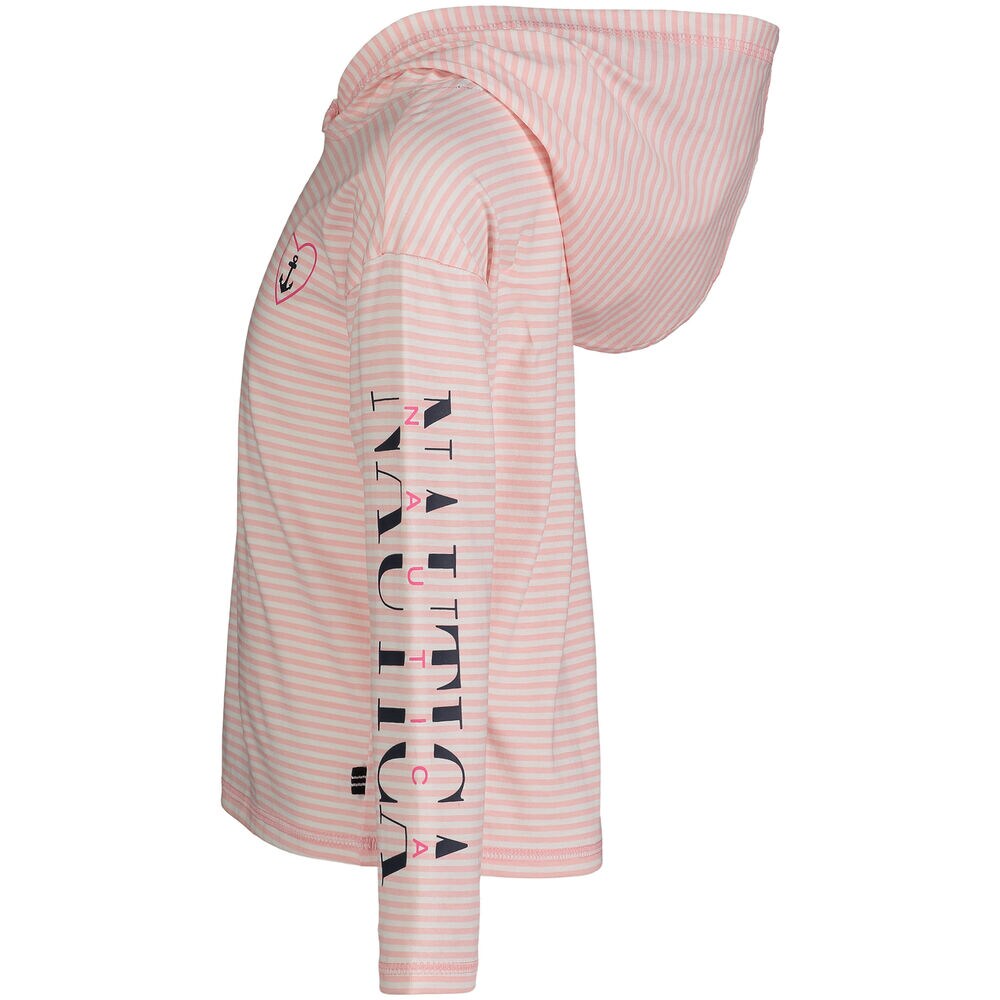 Girls' Striped Hooded Long-Sleeve T-Shirt (7-16),Bow Burgundy,large