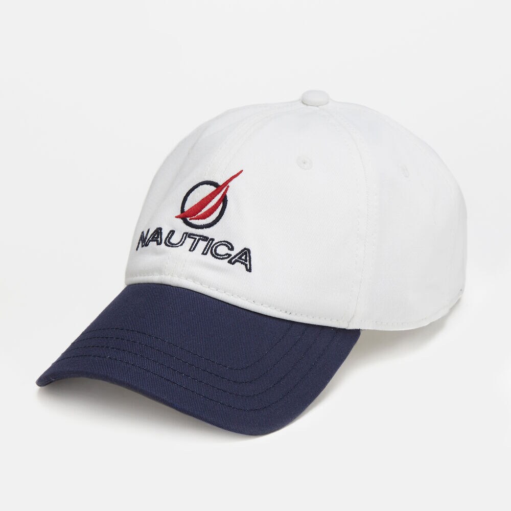 EMBROIDERED CIRCLE BRAND ICON CAP,Bright White,large