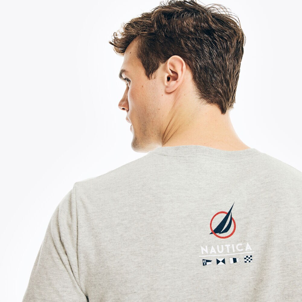 SUSTAINABLY CRAFTED MODERN MARITIME GRAPHIC T-SHIRT,Grey Heather,large
